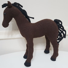 Dark Brown Chocolate Realitic Horse Amigurumi Doll handmade Crochet Stuffed Toys