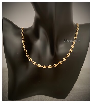 Chaîne Maille Grain De Café 50 Cm - Plaqué Or 18 Carats, 5 Mm, Bijou Femme Neuf Avec étiquettes