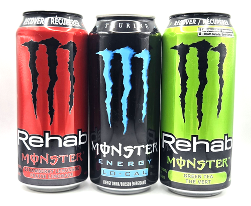 🍁Monster Energy Rehab + Lo-Cal (Lot of 3) Canadian Collectible ~French/English