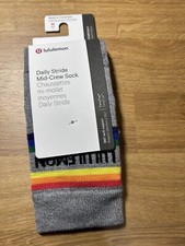     NWT 18 Lululemon Daily Stride Mid Crew Socks Rainbow Gray SizeM
