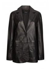 Muubaa Oversized Black Leather Blazer 6
