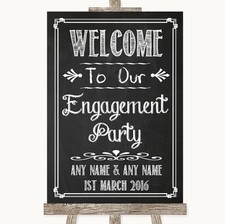 Chalk Sketch Welcome To Our Engagement Party Personalised Wedding Sign
