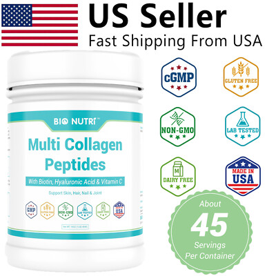 Multi Collagen Peptides Powder - Type I II III V X Hair Nail Skin& Joint Support