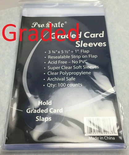 100 PRO-SAFE Resealable Team Bags Beckett BGS PSA Graded Card Holder Sleeves