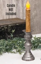 New Primitive Pewter Color TAPER CANDLE STICK HOLDER Metal Cup 5"