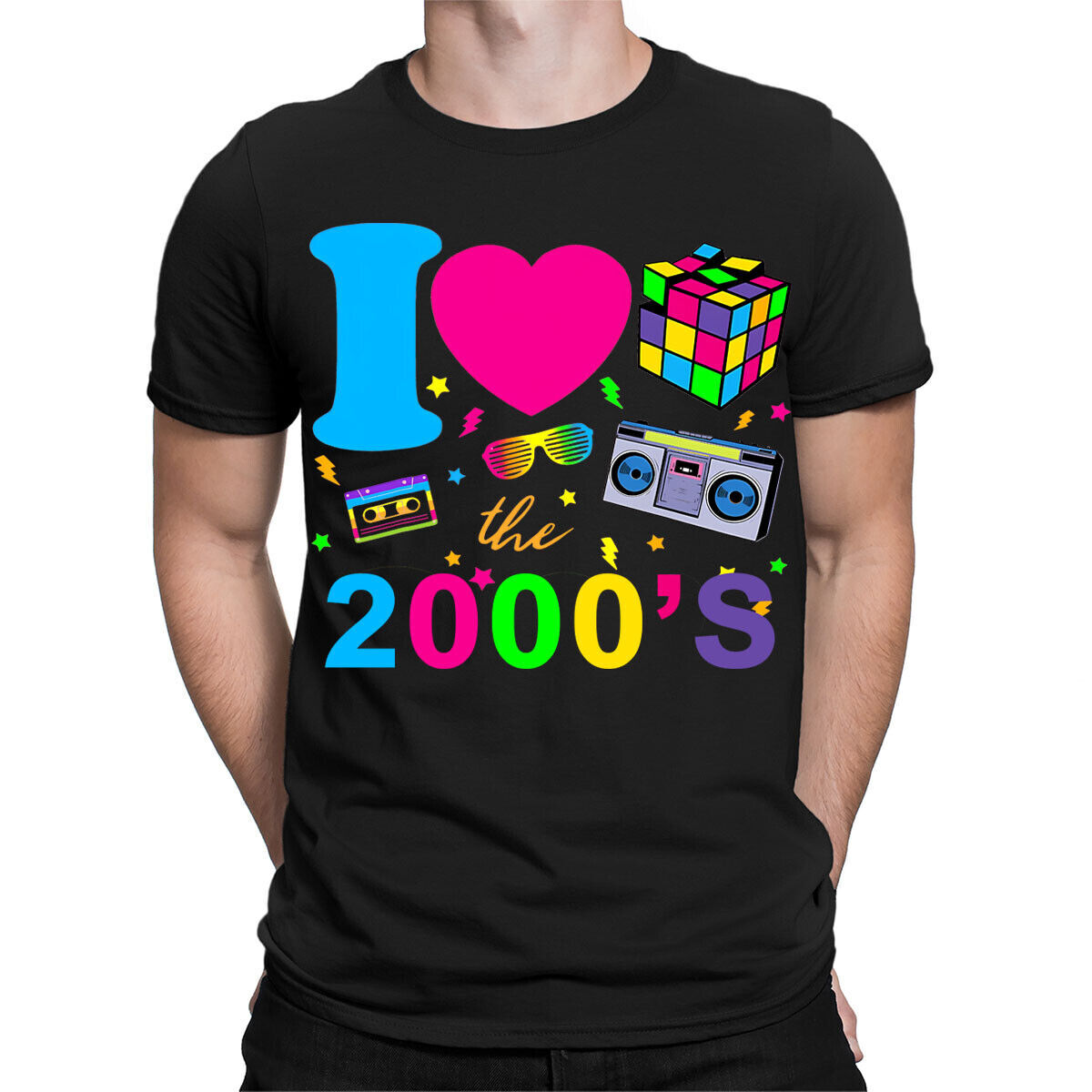 I Love The 2000s Fancy Dress Neon Retro Vintage Mens Womens T 