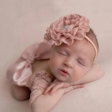 Newborn Photo Prop Girl Lace One Piece Headband Romper Suit Baby Picture Infant