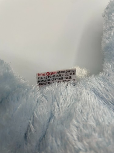Ty Blue Rabbit Peluche Sonaglio Cuscino Pal Coniglietto Bambino Huggybunny 13" Giocattolo Tylux 2001 - Foto 10 di 10