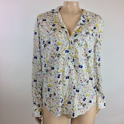 J Crew French Print Popover Shirt 4 Small GG19 | eBay