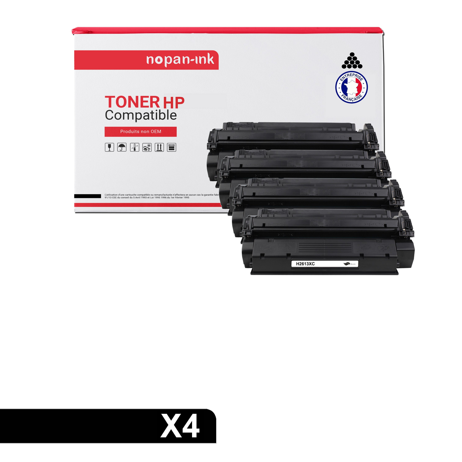 Lot Premium 4 Toners Q2613X Noir pour HP Laser