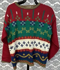 Vintage 90s Women's Art Abstract Grandma Pattern Sweater - Size Medium 80s