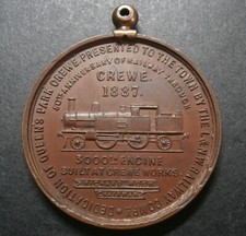 Railway medal - Crewe 1887 L&NW 50th anniversary / 3000th engine built - 39.4mm
