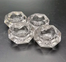 Clear Salt Cellar Salt Dip Pressed Glass Octagonal Antique Vtg Set Of 4