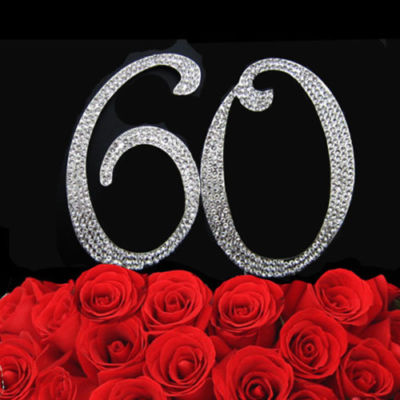 Neu Silber Diamant Strass Geburtstag Jubiläum Kuchen Pick Topper 7 cm & 12 cm