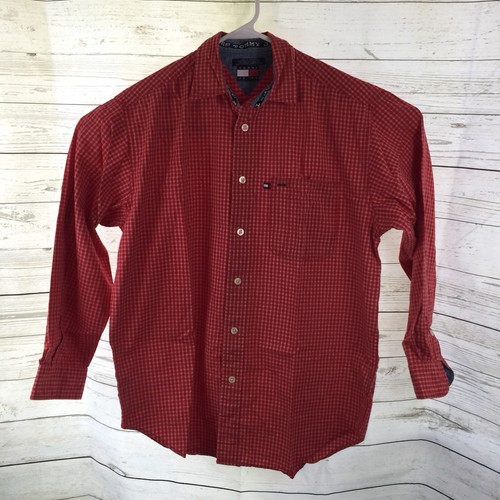 Mens Tommy Hilfiger Jeans Long Sleeve Button Down Shirt Red Size S - Picture 8 of 9