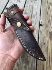 GENUINE LEATHER ENGRAVED CUSTOM HANDMADE SHEATH FOR FIXED BLADE KNIFE / HOLSTER