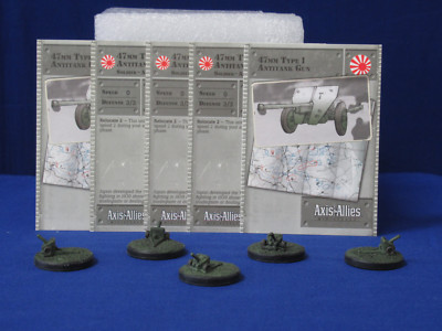 Axis &amp; Allies Miniatures BASE SET 5 47mm Type 1 Antitank Guns #43/48 +Stat Cards | eBay