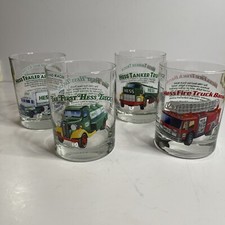Set of 4 Vintage 1996 Hess Truck Bar Drinking Rock Glasses