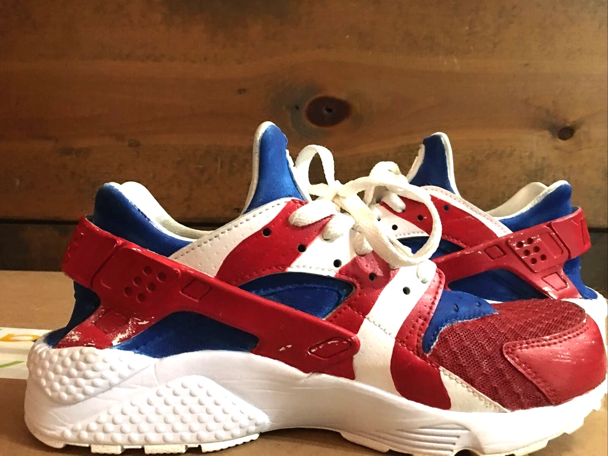 Custom Painted Nike Air Huarache USA Red White Sneaker Size 8 |