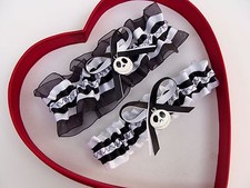 New White Black Nightmare Before Christmas Jack Skellington Wedding Garters