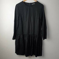 Zara Women Size XS Black Lyocell Dress Raw Hem Casual Smart Relaxed Career Work