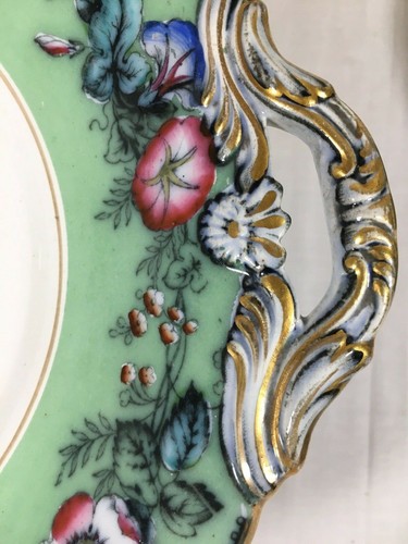 c1850 Staffordshire T. Dimmock Pearl Ware "Rose Border" COMPOTE & PLATES #3572 - Picture 5 of 12