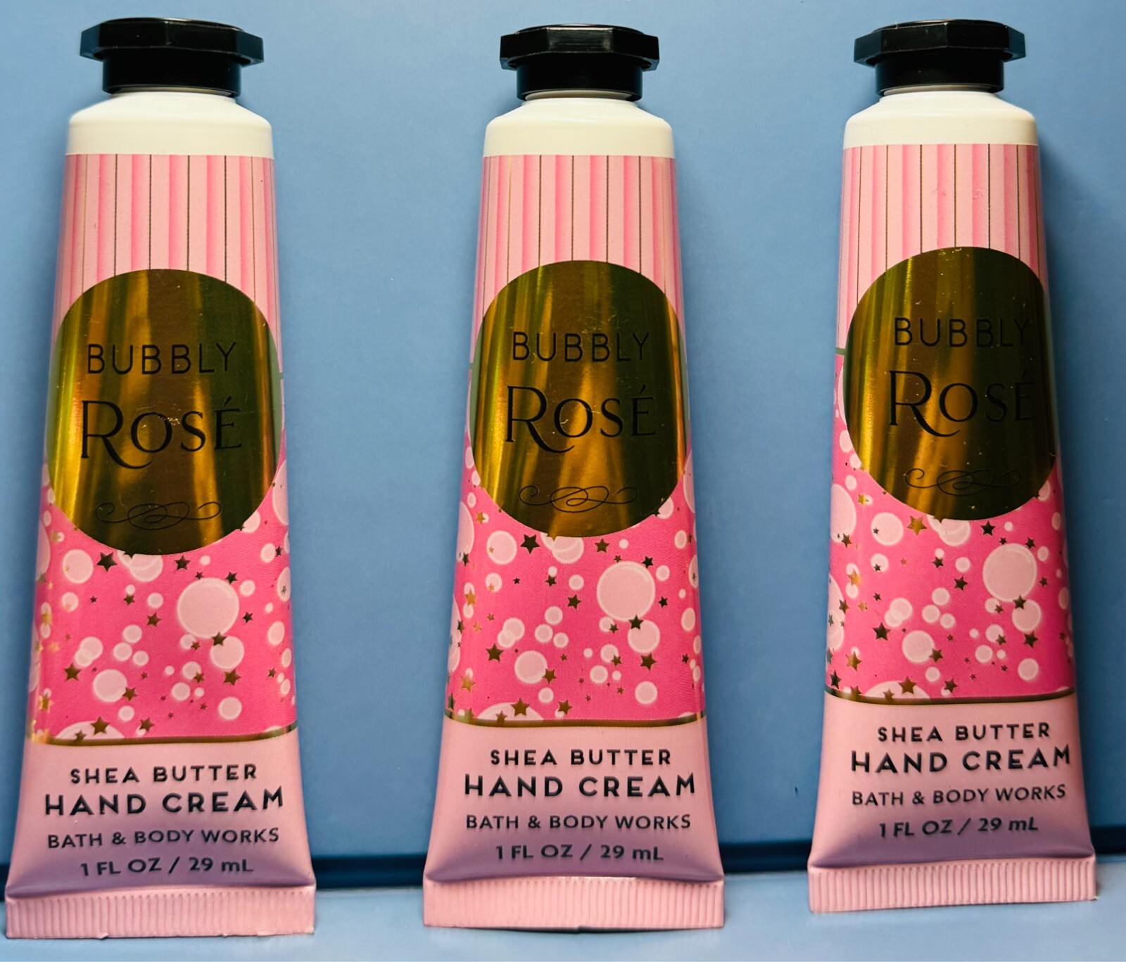 NEW - BUBBLY ROSE' - 3X -  TRAVEL HAND CREAM - Bath & Body Works - FREE SHIP