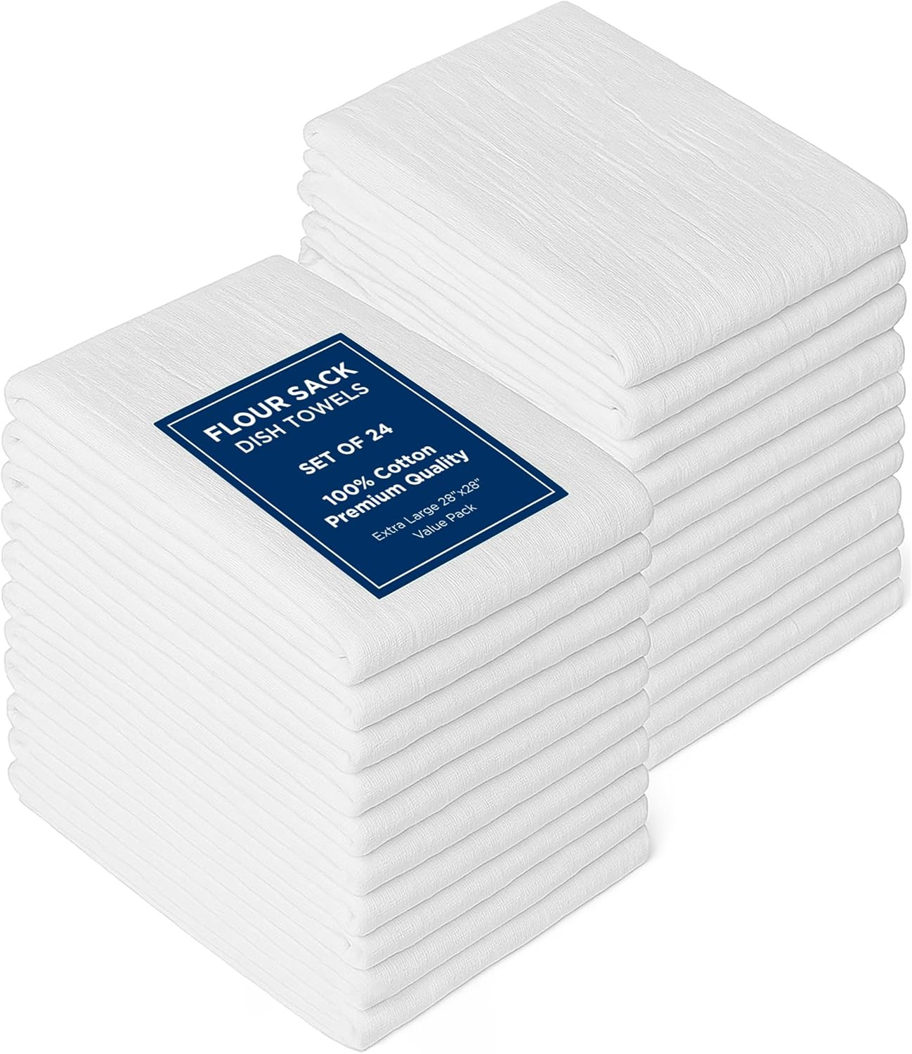 S &ndash; 24 Pack 28x28 Inch White Kitchen Dish Towels &ndash; 100% 