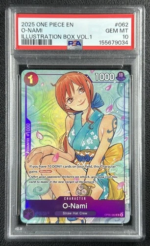O-NAMI PSA 10 2025 ONE PIECE EN #OP05-062 ILLUSTRATION BOX VOL. 1 GEM 9034