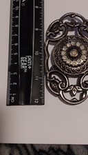 Silver Floral Western Belt Buckle Rhinestone Accents Metal Antique Finish Women
