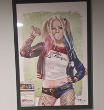 Harley Quinn Daddy's Lil Monster Signed Art Print by T. Santiago Framed w/ COA