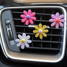 4 Pieces Daisy Flower Air Vent Clips, Cute Colorful Car Air Freshener Clip  ...