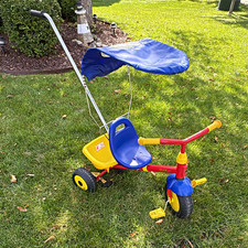 Kiddio Kids 3-Wheel Tricycle with Canopy and Push Handle for Toddler Fun