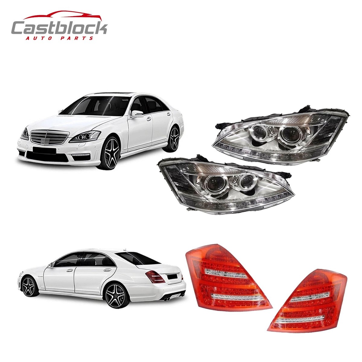 Facelift LED Headlights+Taillights W221 S Class S550 S63 For 07-09