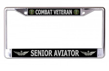 combat veteran senior aviator chrome license plate frame made in usa