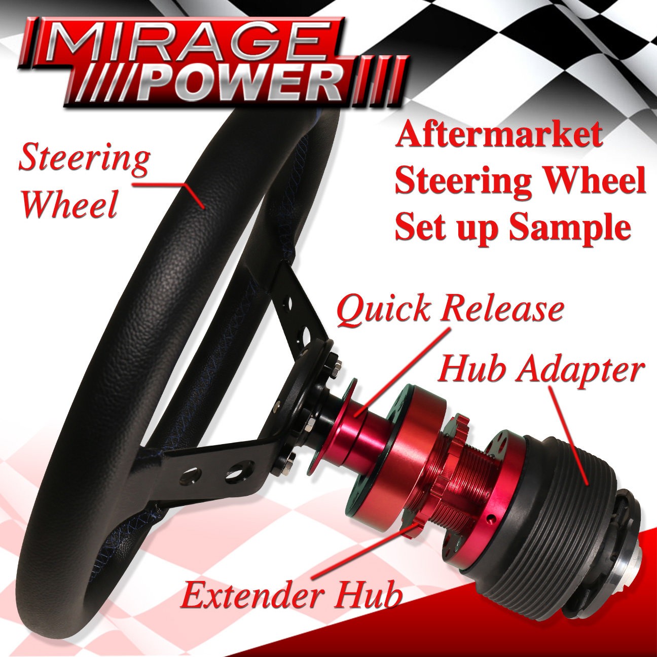 Gunmetal Slim Quick Release + Metallic Red Wood Deep Dish Type-R Steering Wheel