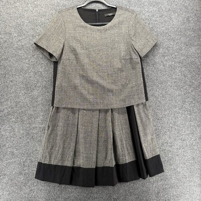 Weekend Max Mara Dress Womens M Gray Wool Blend Pleated Old Money Quiet Luxury