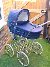 Classic Silver Cross Vintage Pram / Bassinet Carriage – Navy Blue