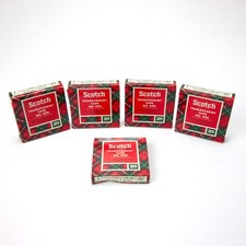 Vintage Scotch Transparent Tape No. 600 Christmas Wrapping Tape NOS Lot of 5