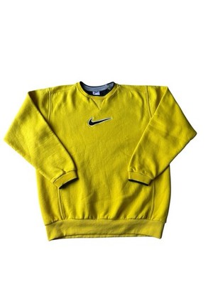 Vintage Herren Nike Sweatshirt XL Gelb 90s Centre Swoosh