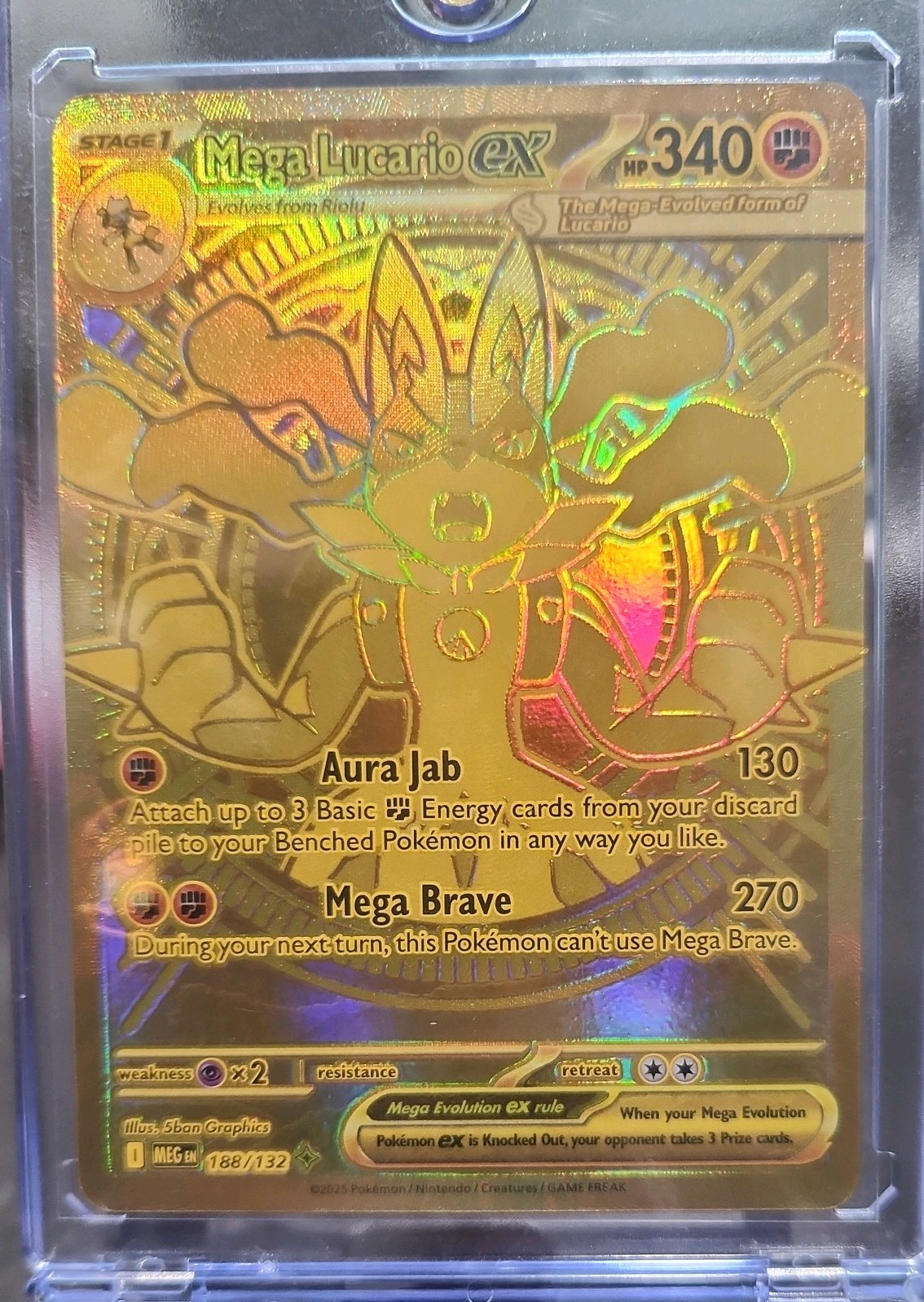 Mega Lucario EX 188/132 - Gold Rare - Mega Evolution Base Set - Pokemon TCG