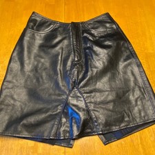Wilsons Maxima Leather Mini Skirt Womens 4 Black Excellent Asymmetrical Zip
