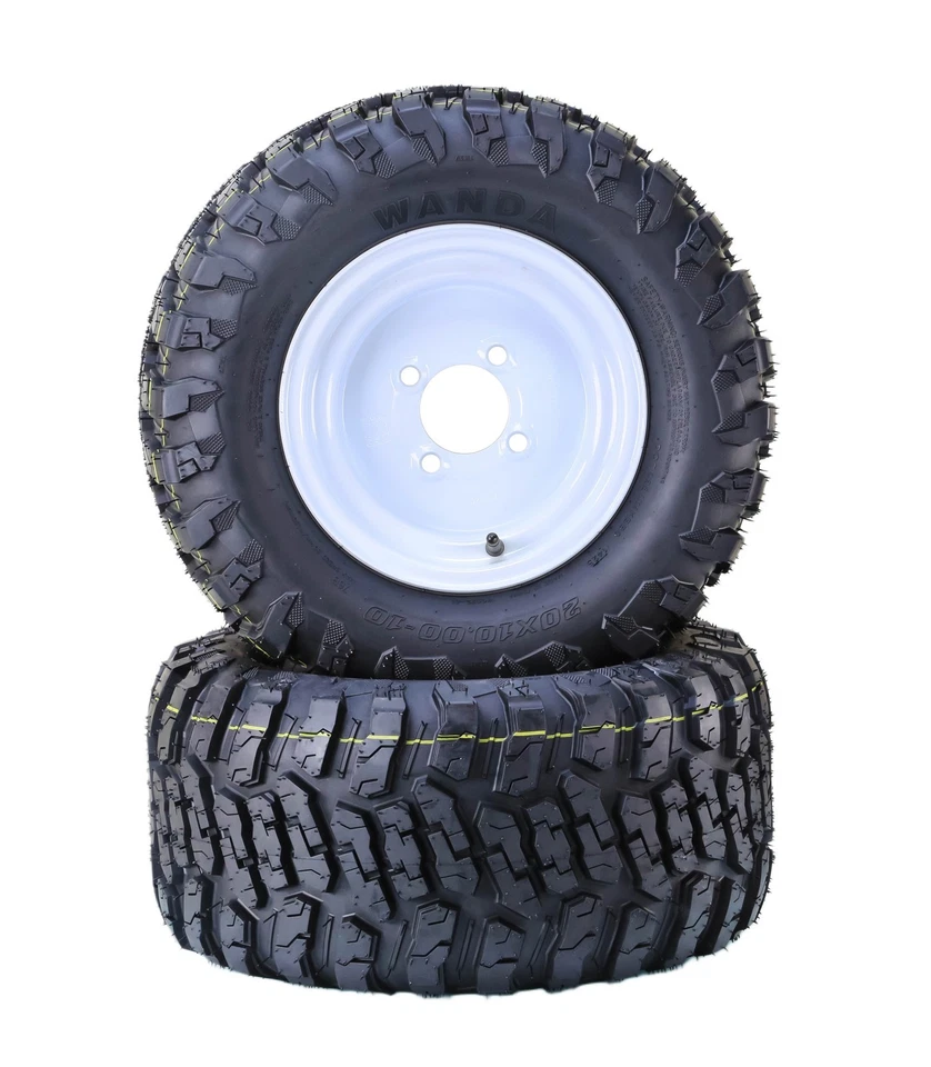 Neumático y rueda para carro de golf WANDA 20X10-10 4 capas con rueda blanca de 4x4", JUEGO 2 Foto 2 de 3