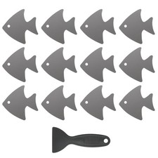 12 Pcs Non Slip Bathtub Stickers with Scraper Anti Slip Fish Gray