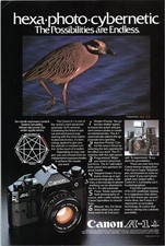 Canon A-1 Camera Vintage 1980 Original Magazine Ad Photography Black