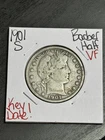 1901 S Barber Silver Half Dollar VF Very Fine Key Date Coin (Raw15206)