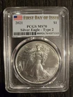 2021 American Silver Eagle Type 2 PCGS MS 70 First Day of Issue