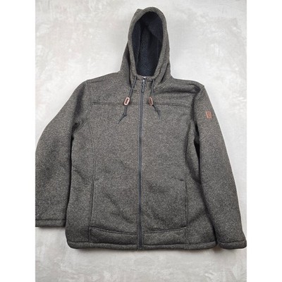 Rugged Elements Full Zip Hoodie Men XL Brown Faux Fur Lined Sherpa Jacket Pocket