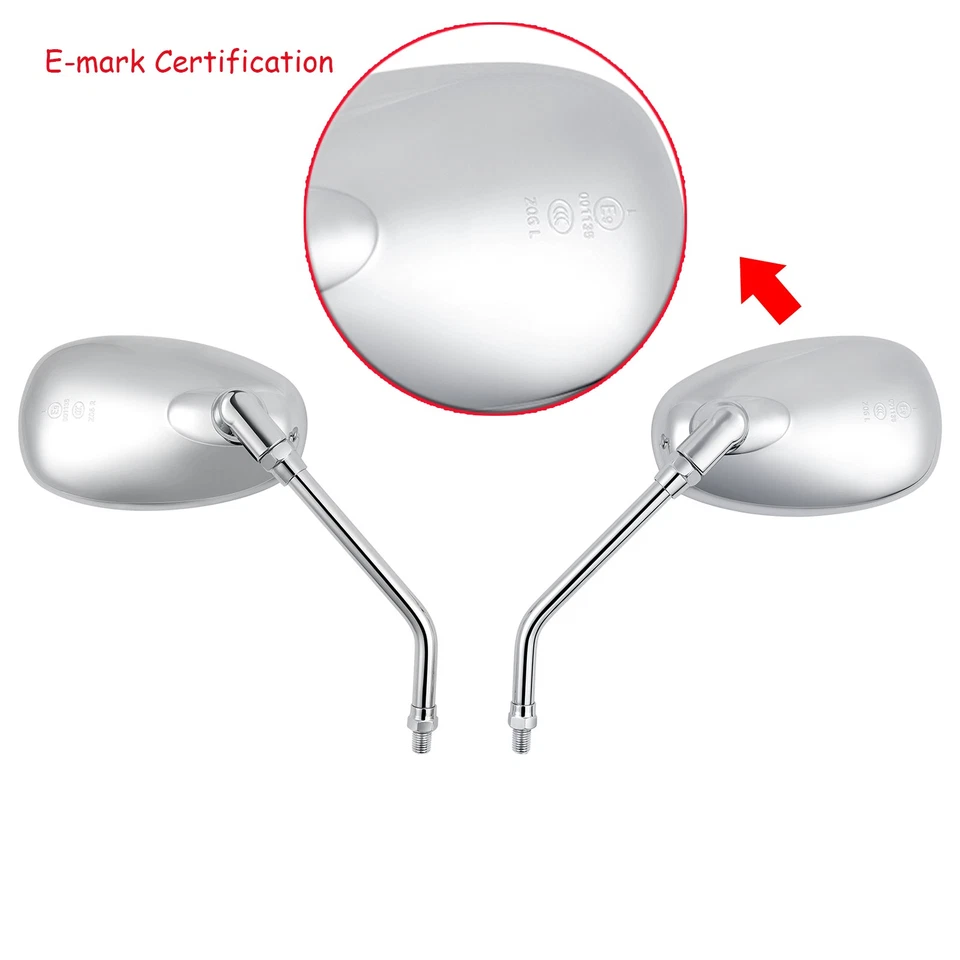 Espejos retrovisores cromados para moto de 10 mm para Victory Ness Magnum Cross Country Foto 4 de 4