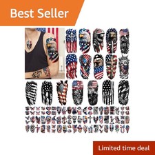 Metuu 77 Sheets Patriotic Temporary Tattoos Red